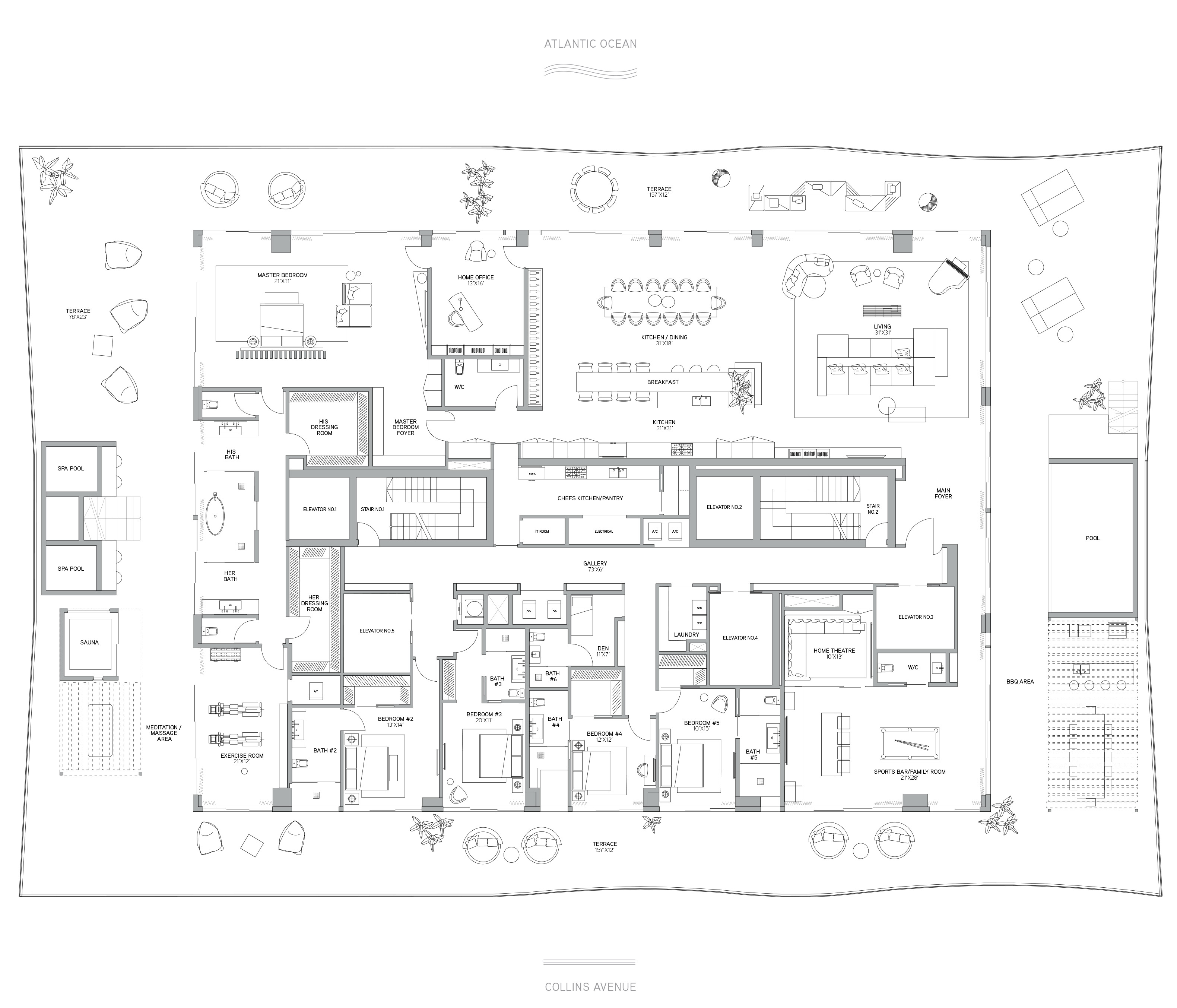 Layout do edifício 57 Ocean